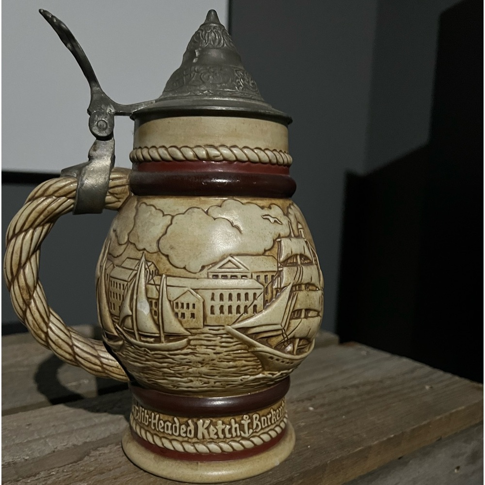 Avon Collectors Racing Beer stein Hand Crafted in Brazil "Staysail Schooner"
